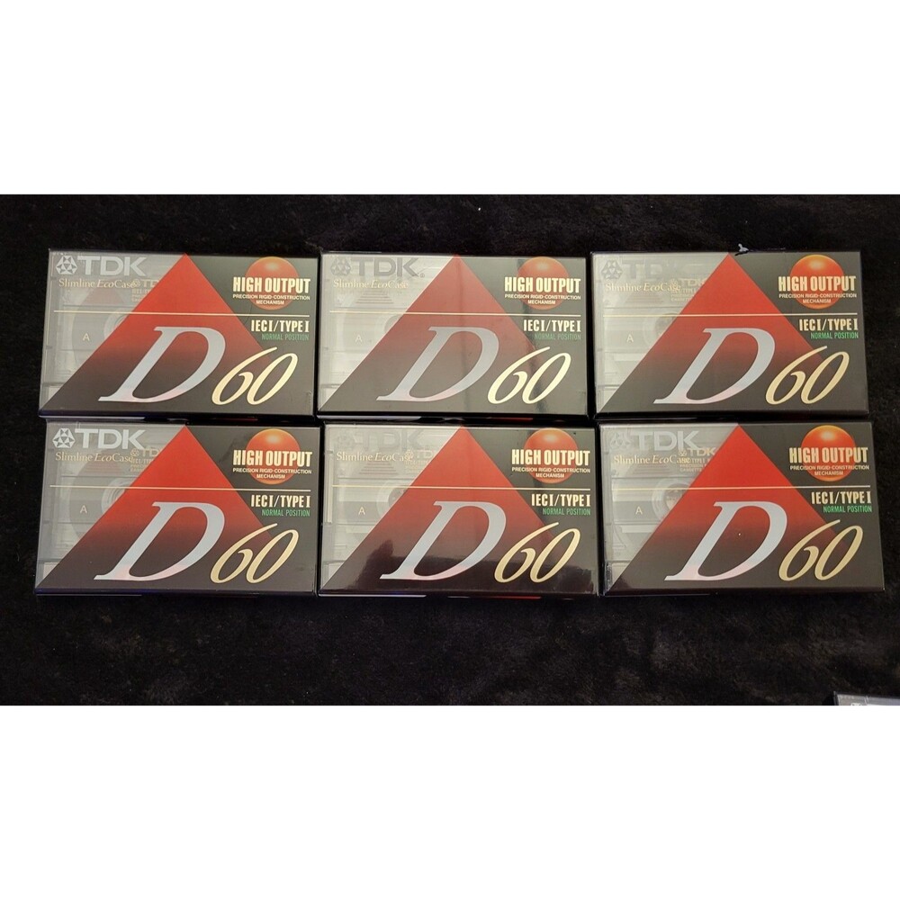 Lot of 6 TDK D-60 Cassette Tapes High Output Made in Japan / USA New Sealed